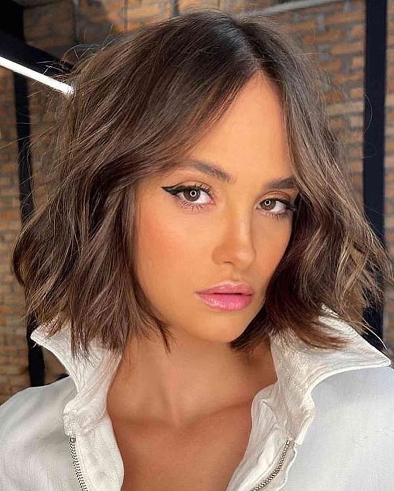 2. Chin-Length Wavy Bob