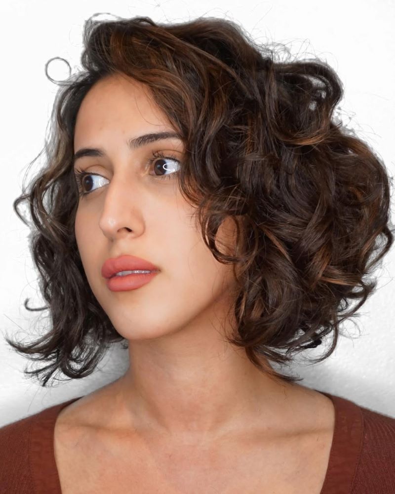 Chin-Length Curly Bob
