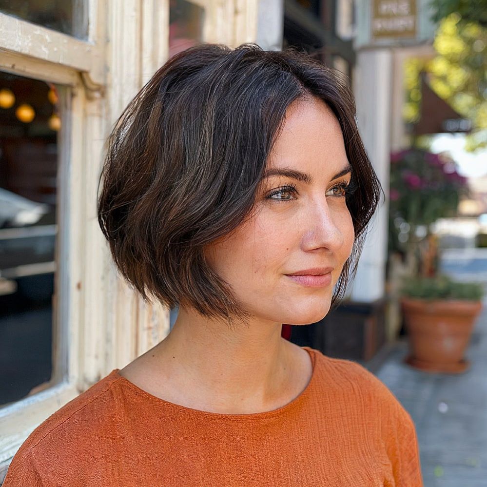Chin-Length Layered Cut with Volume Reduction