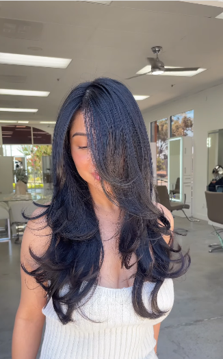 Curtain Bangs with Deep Side Part