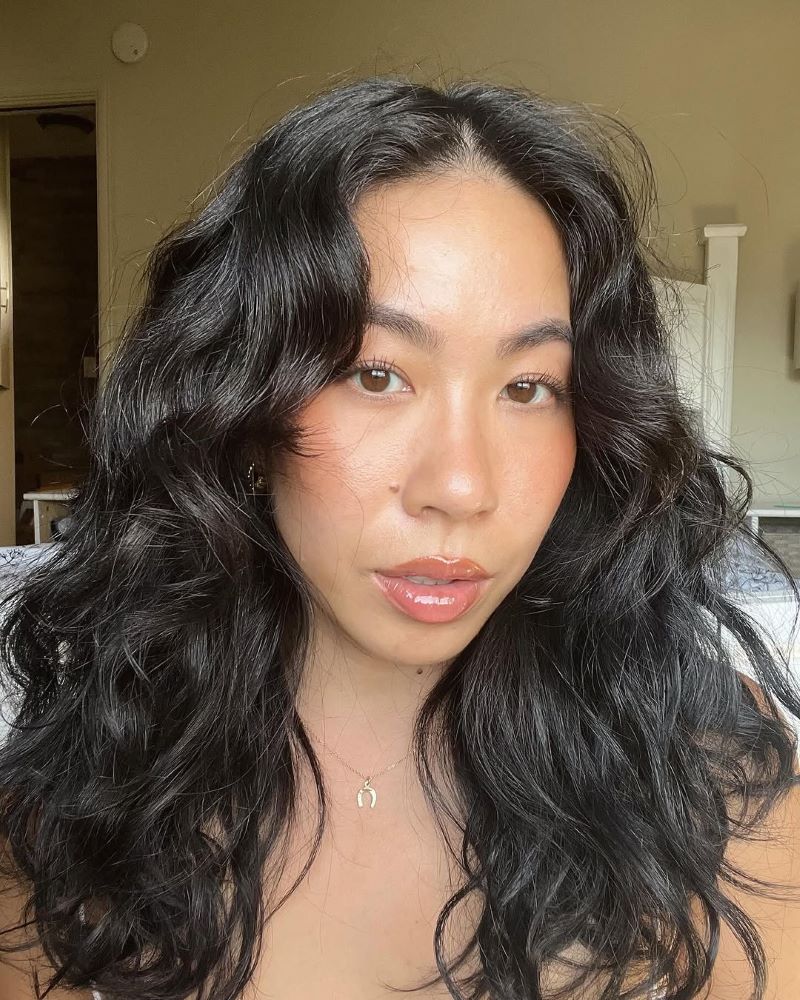 Curtain Bangs with Loose Beach Waves