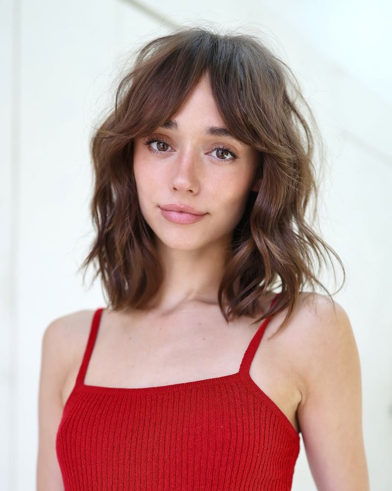 Curtain Bangs with Textured Ends