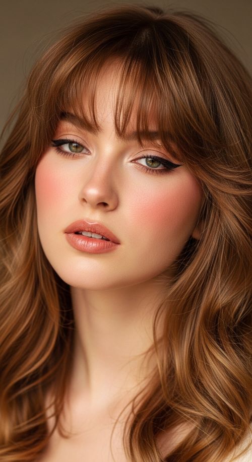 Curtain Bangs with Wavy Layers