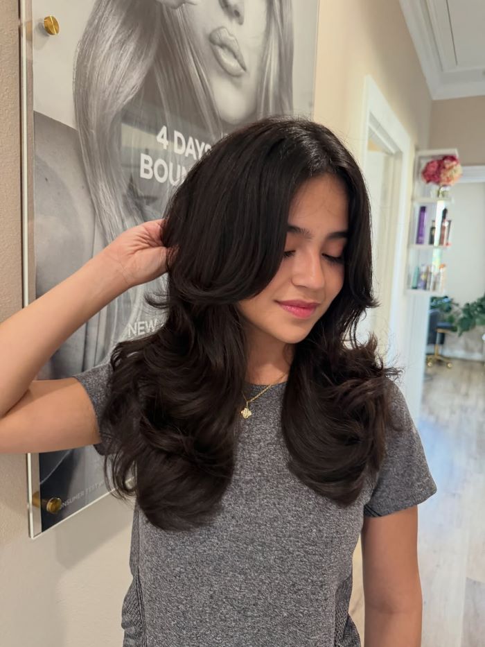 Layered Curtain Bangs for Thick Hair Control