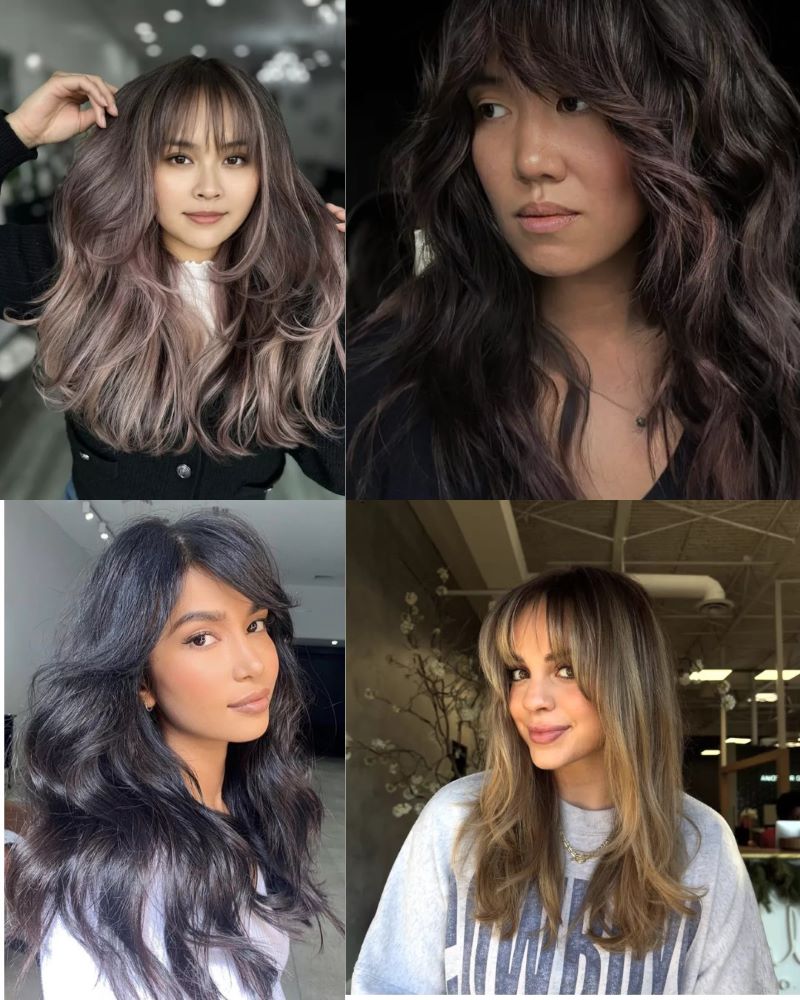 Long Layered Bangs for Seamless Blending