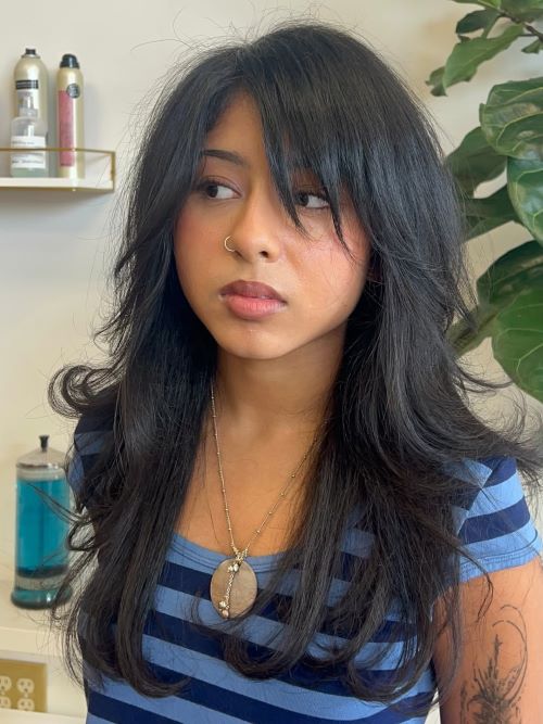 Long Layered Cut with Side Part