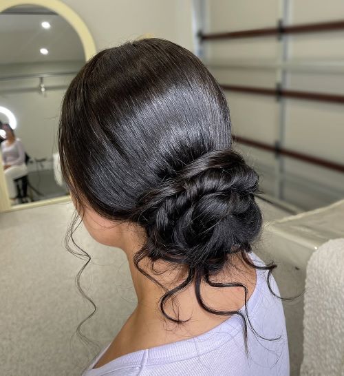 Long Layers with Low Bun Styling