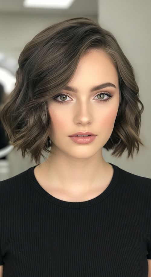 Short Wavy Bob with Side Part
