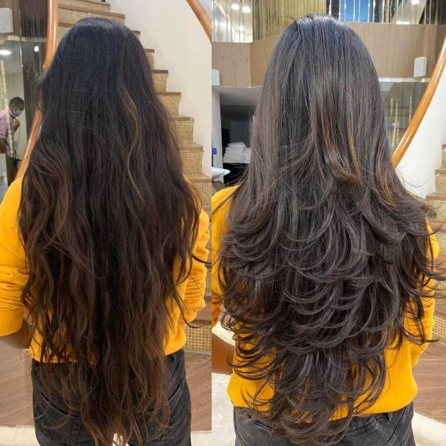 Layered V-Cut for Long Hair